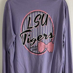 KA Knights Womens Shirt Adult Size Large 42/44 Purple LSU Tigers Long Sleeve Bow